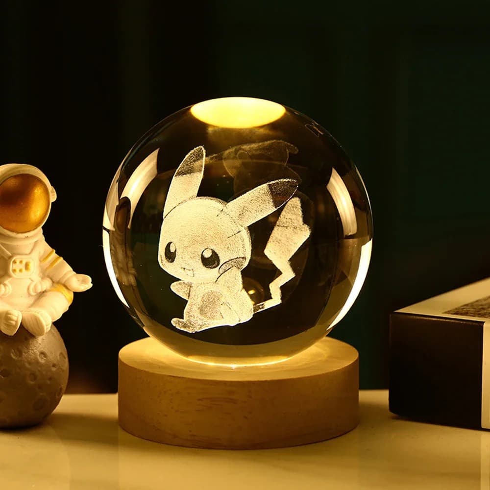 3D Crystal Ball Night Light, Pokemon, Doraemon & Hello Kitty Laser Carved Planet Perfect Birthday Gifts image 7