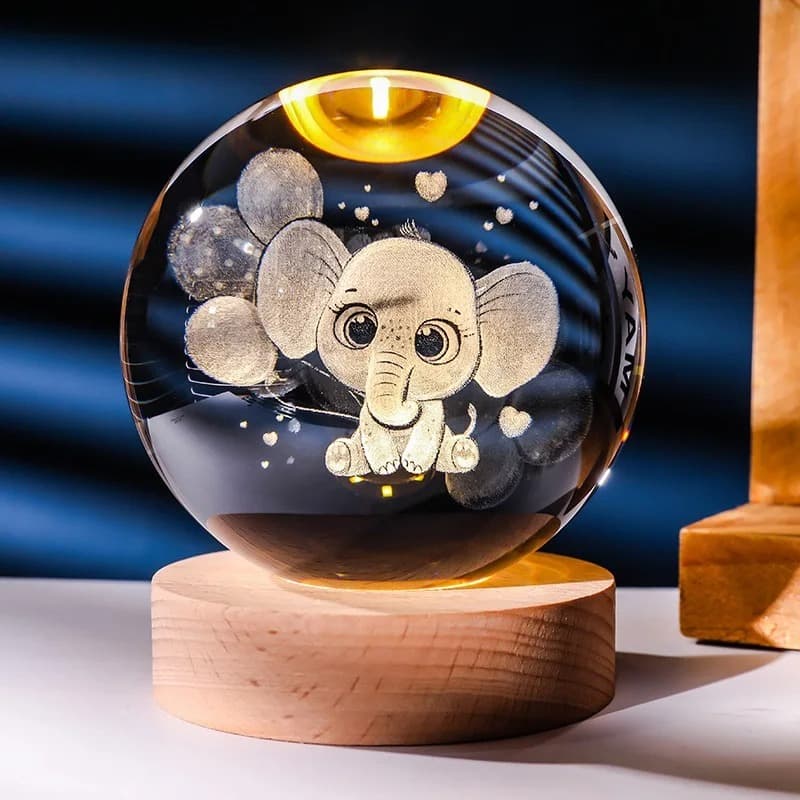 3D Crystal Ball Night Light, Pokemon, Doraemon & Hello Kitty Laser Carved Planet Perfect Birthday Gifts