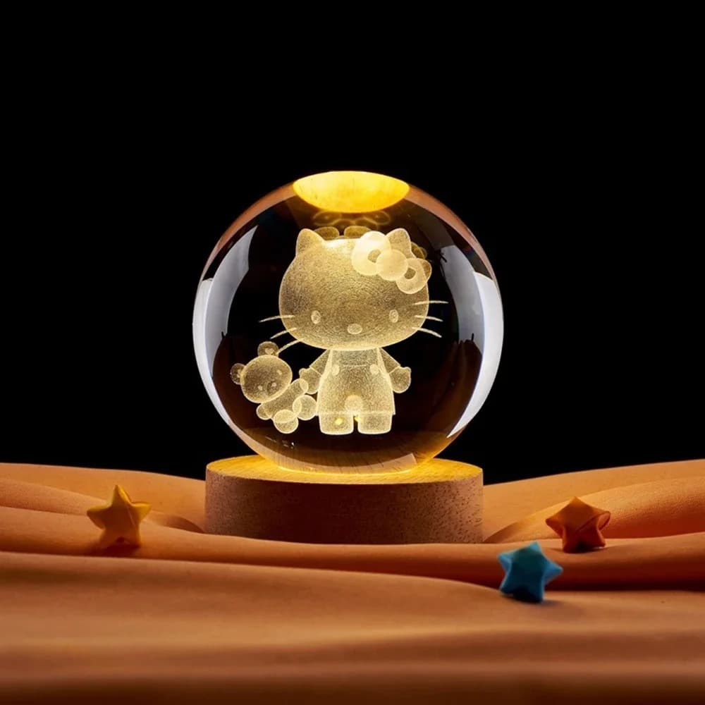 3D Crystal Ball Night Light, Pokemon, Doraemon & Hello Kitty Laser Carved Planet Perfect Birthday Gifts image 8