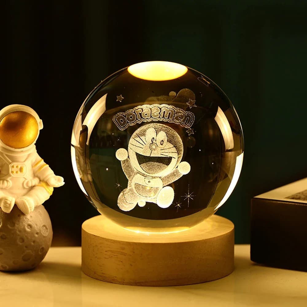 3D Crystal Ball Night Light, Pokemon, Doraemon & Hello Kitty Laser Carved Planet Perfect Birthday Gifts image 11