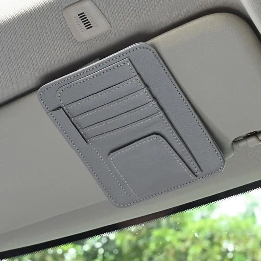 Car Sun Visor Organizer - Multi-Pocket PU Leather Storage image 8