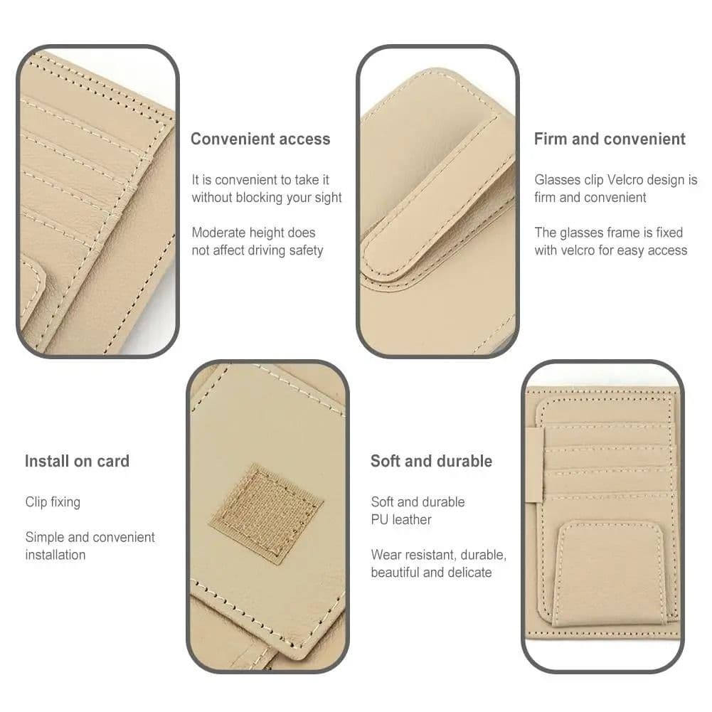 Car Sun Visor Organizer - Multi-Pocket PU Leather Storage image 6