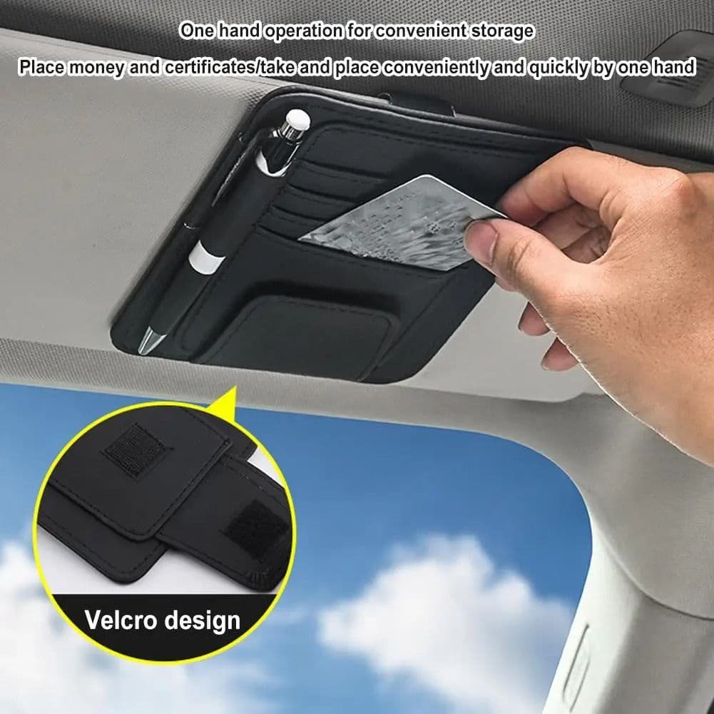 Car Sun Visor Organizer - Multi-Pocket PU Leather Storage image 4