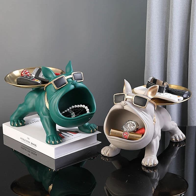 Bulldog Figurine Storage Box - Resin Dog Statue Ornament for Home Decor image 2