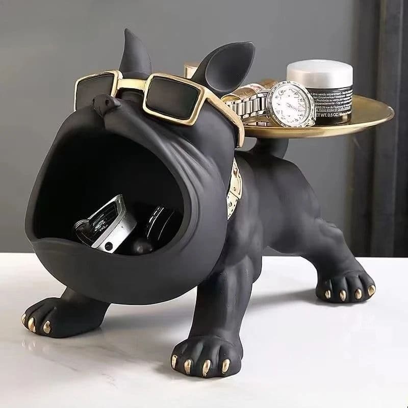 Bulldog Figurine Storage Box - Resin Dog Statue Ornament for Home Decor
