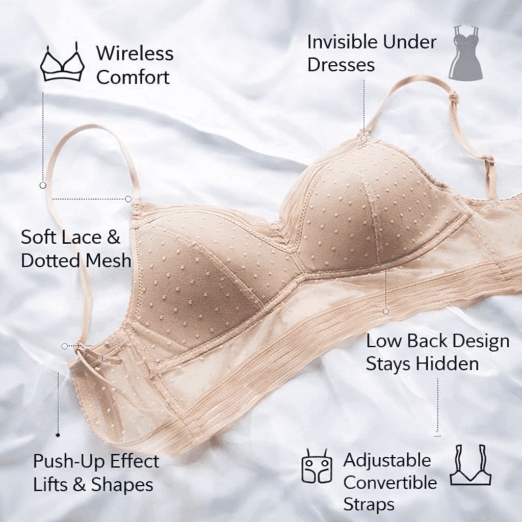 Low Back Wireless Lace Bra, Invisible Support for Backless Dresses image 8