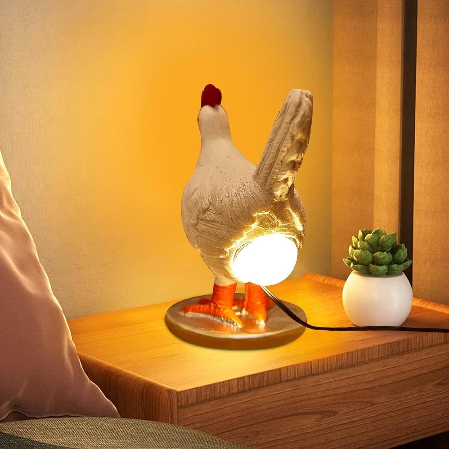 Funny Chicken Egg Lamp, LED Egg Night Light, Realistic Home Decor & Unique Gift for Adults image 2