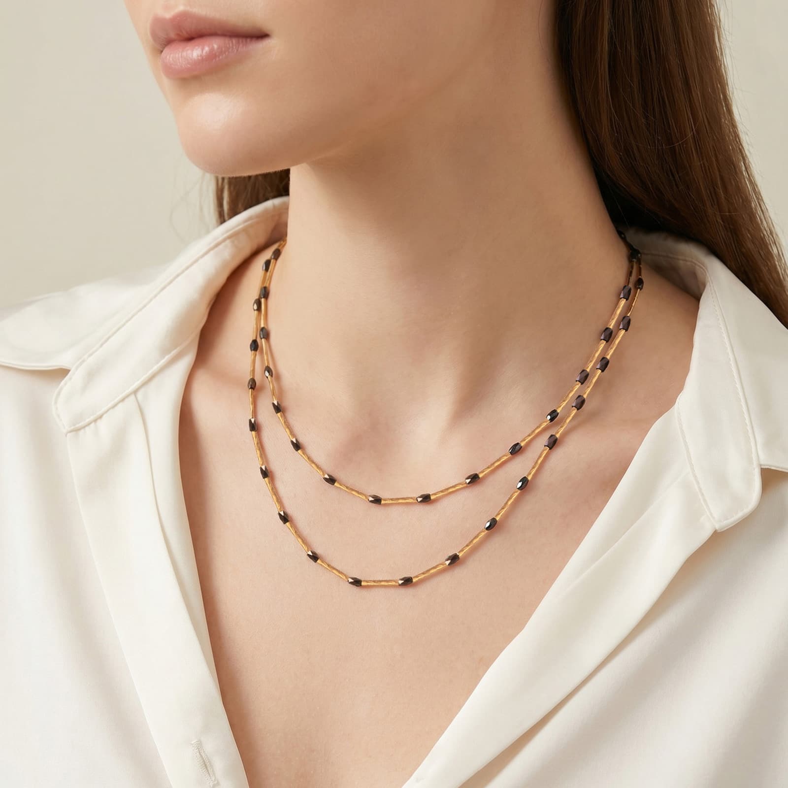 Blue Crystal Layered Statement Necklace for Women Long Sweater Chain image 9