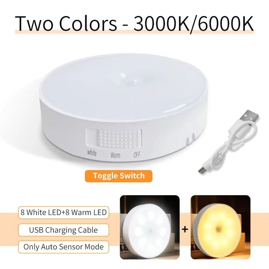 Magnetic Wireless LED Night Light with Switch, Smart Motion Sensor, USB Rechargeable, Warm White Wall Lamp for Bed image 9