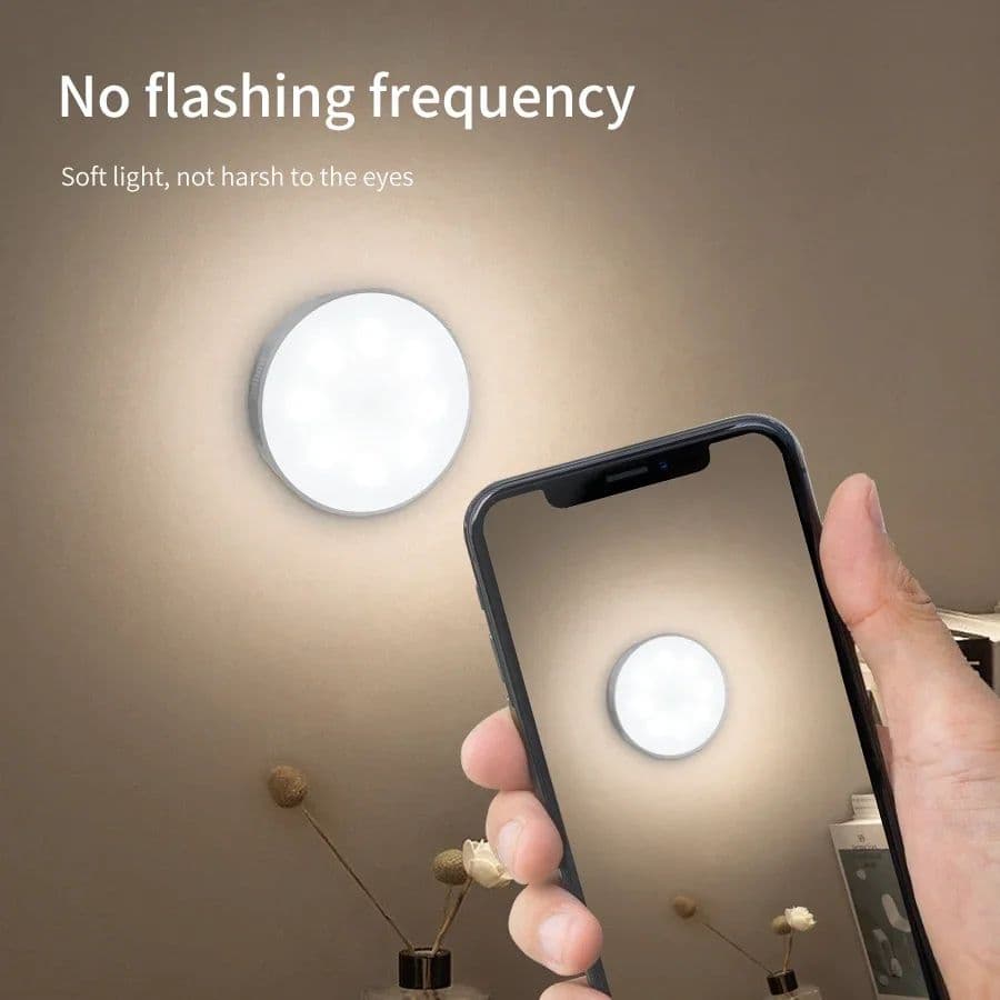 Magnetic Wireless LED Night Light with Switch, Smart Motion Sensor, USB Rechargeable, Warm White Wall Lamp for Bed image 2