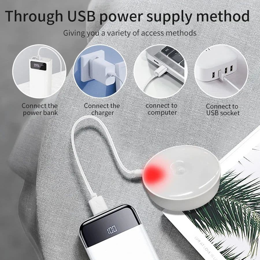 Magnetic Wireless LED Night Light with Switch, Smart Motion Sensor, USB Rechargeable, Warm White Wall Lamp for Bed image 3