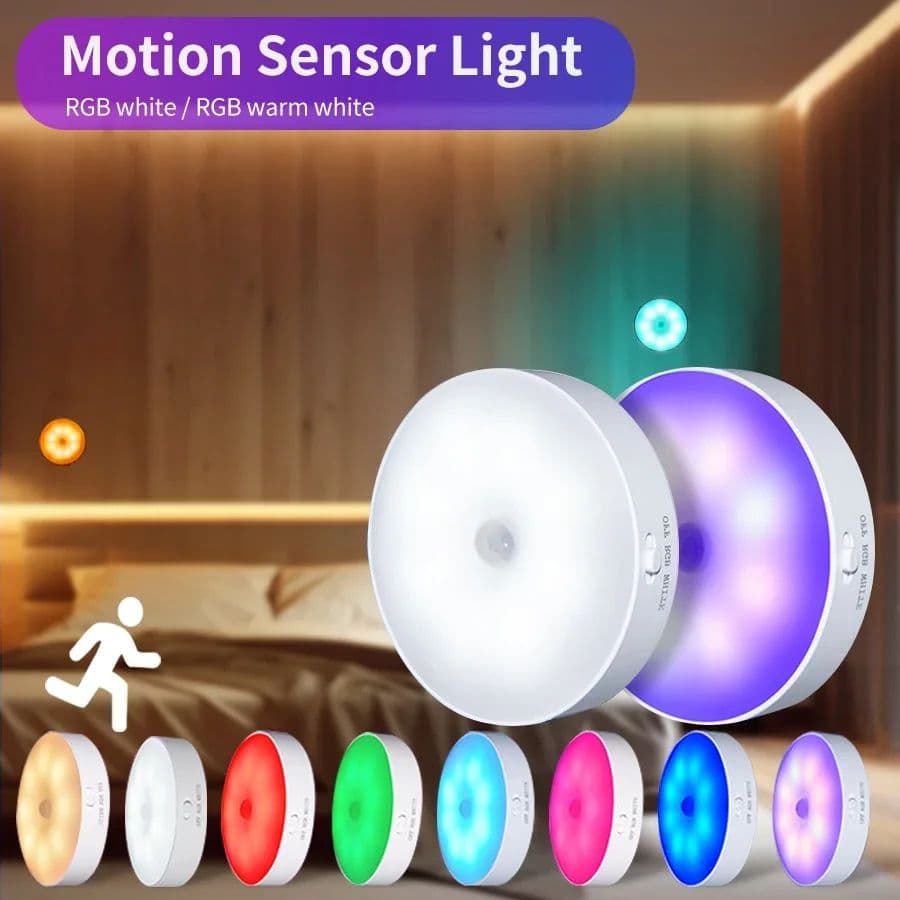 Magnetic Wireless LED Night Light with Switch, Smart Motion Sensor, USB Rechargeable, Warm White Wall Lamp for Bed image 5