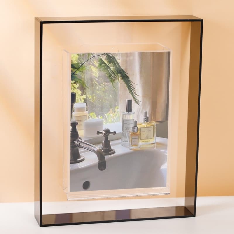 5 Inch Transparent Acrylic Photo Frame Box: Picture Display Stand for Office Home Desktop Decoration image 2