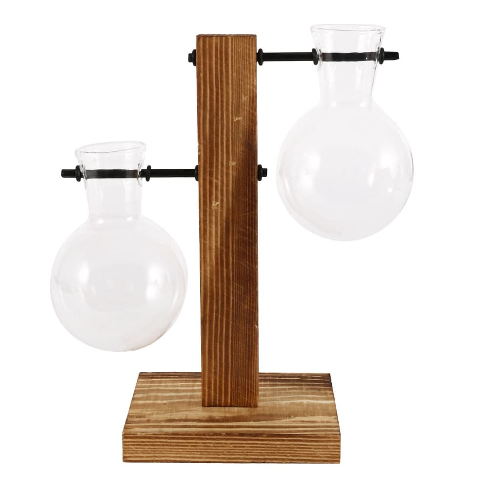 Creative Glass Desktop Planter Bulb Vase with Wooden Stand - Hydroponic Plant Container for Home Tabletop Decor image 3