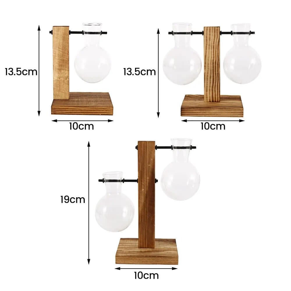 Creative Glass Desktop Planter Bulb Vase with Wooden Stand - Hydroponic Plant Container for Home Tabletop Decor image 4