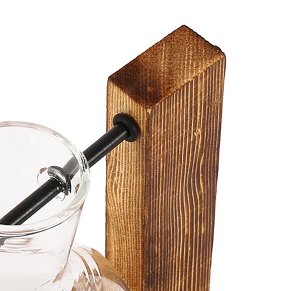Creative Glass Desktop Planter Bulb Vase with Wooden Stand - Hydroponic Plant Container for Home Tabletop Decor image 5