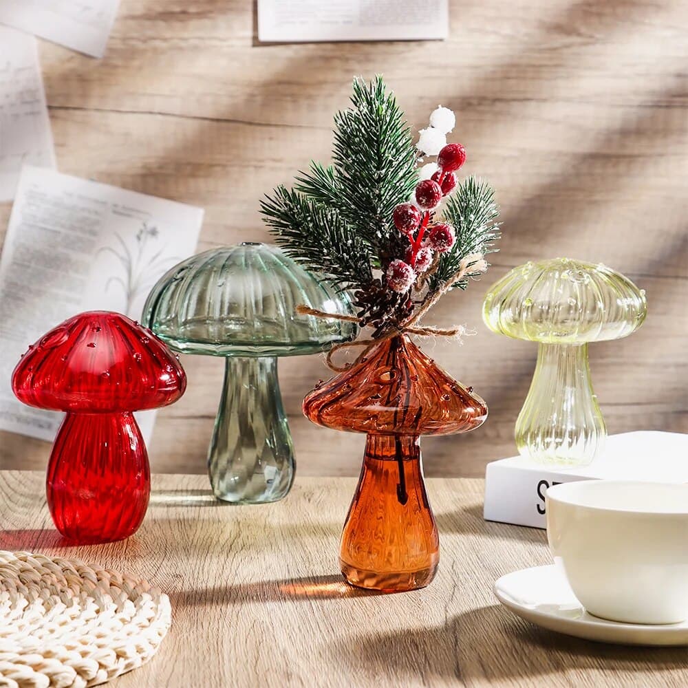 Glass Vase Mushroom Shape: Transparent Hydroponic Aromatherapy Bottle for Flower Table Decoration - Creative Home Access image 3