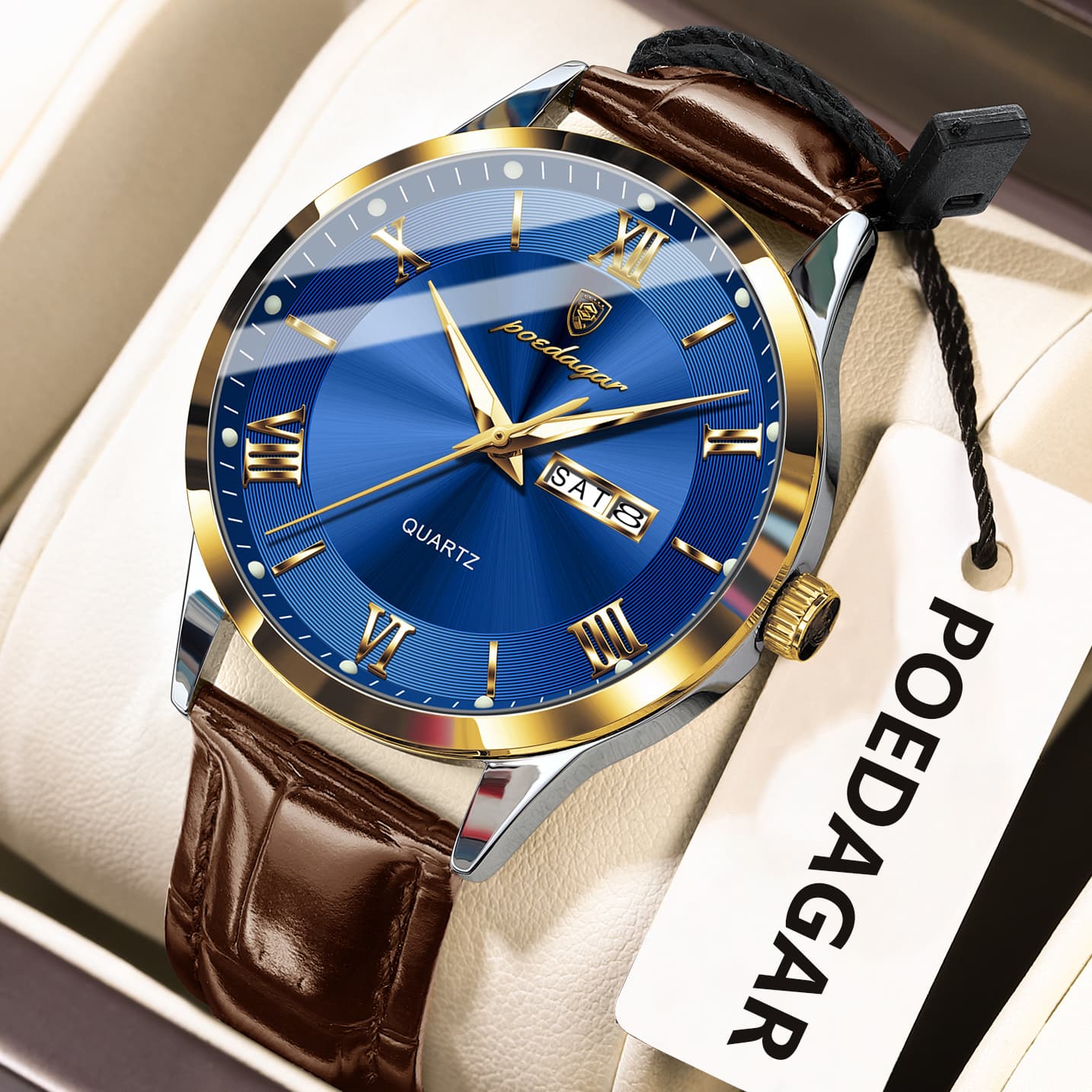 Luxury Business Wristwatch For Men, Date Week Leather Quartz Male Watch, Waterproof Luminous Fashion Men Watches image 10
