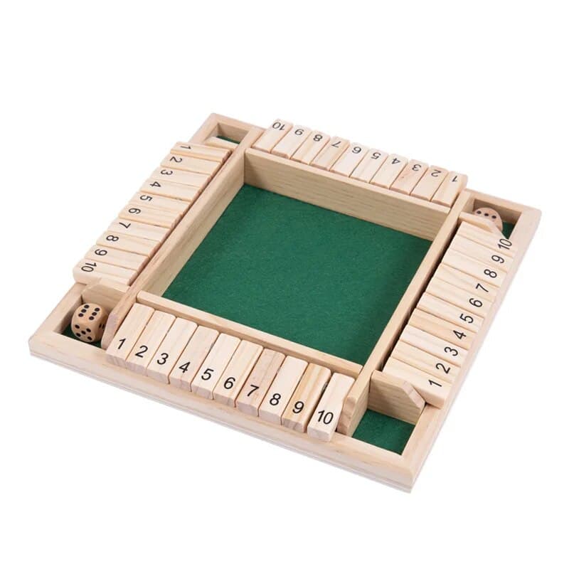 Wooden Dice Board Game for 4 Players Shut The Box Family Game with Flaps & Dices | Fun Interaction & Entertainment image 3