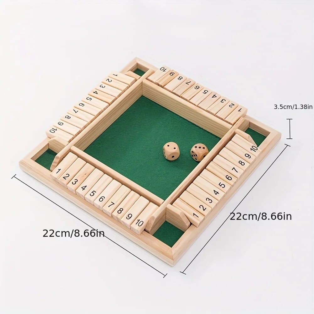 Wooden Dice Board Game for 4 Players Shut The Box Family Game with Flaps & Dices | Fun Interaction & Entertainment image 4