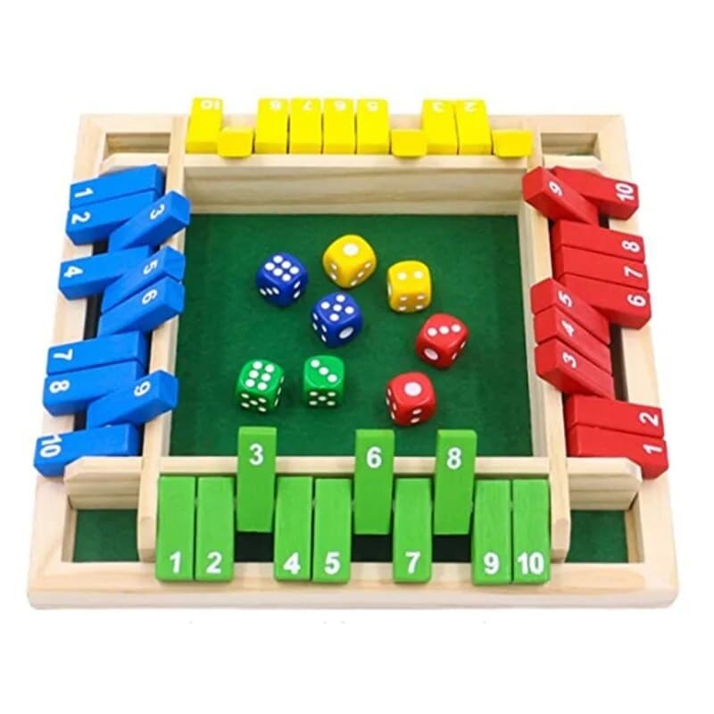 Wooden Dice Board Game for 4 Players Shut The Box Family Game with Flaps & Dices | Fun Interaction & Entertainment image 7