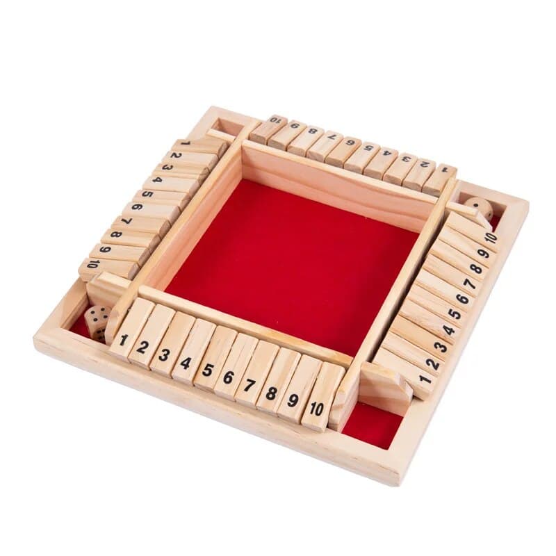 Wooden Dice Board Game for 4 Players Shut The Box Family Game with Flaps & Dices | Fun Interaction & Entertainment image 8