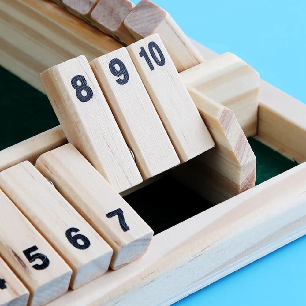 Wooden Dice Board Game for 4 Players Shut The Box Family Game with Flaps & Dices | Fun Interaction & Entertainment image 6