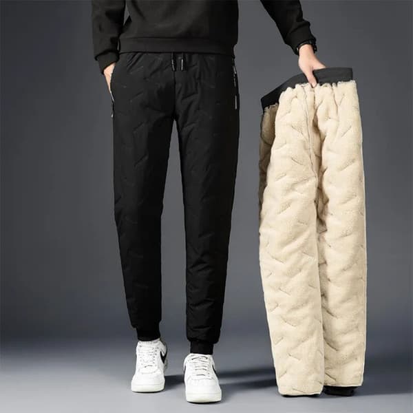 Men Warm Thicken Fleece Sweatpants, Men Waterproof Pants, Casual Thermal Winter Joggers, Winter Warm Fleece Trouser