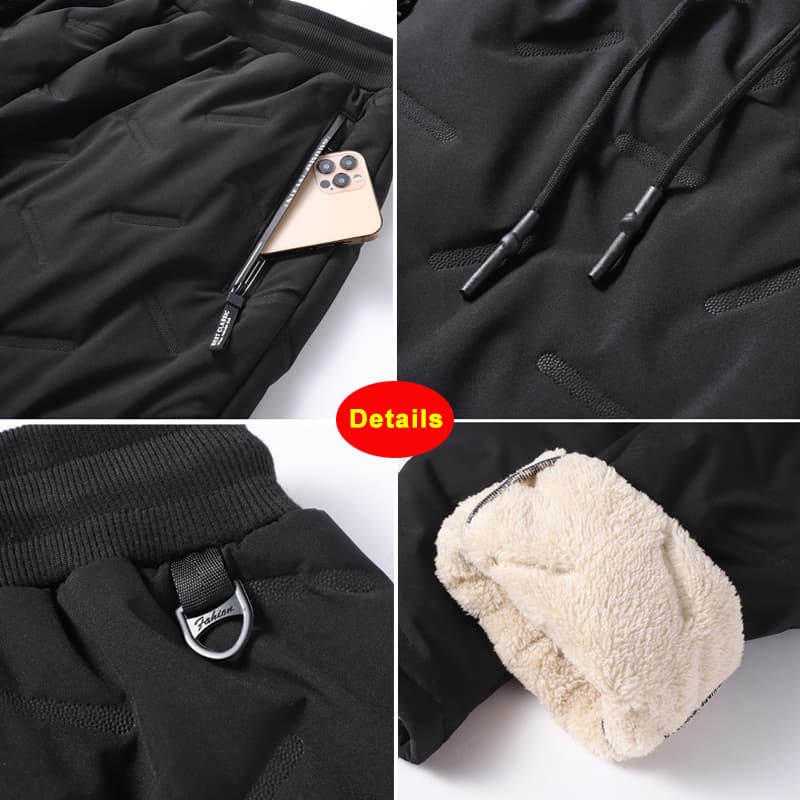 Men Warm Thicken Fleece Sweatpants, Men Waterproof Pants, Casual Thermal Winter Joggers, Winter Warm Fleece Trouser image 5