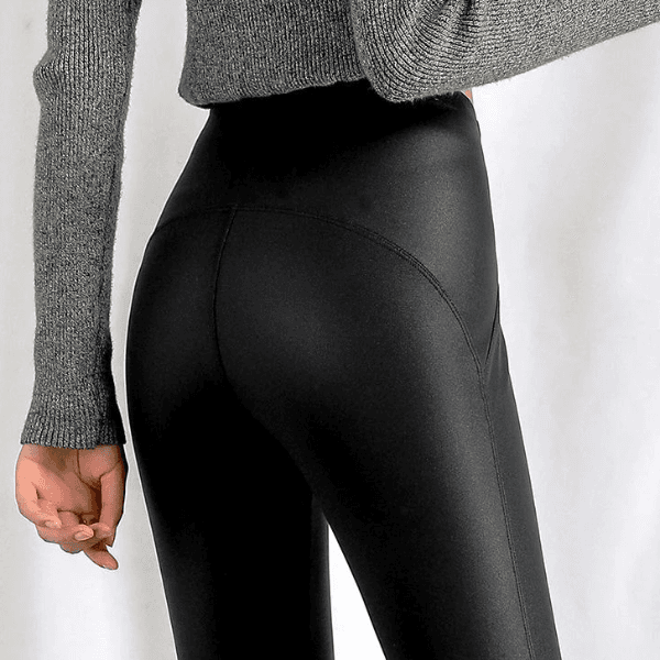 Thermal Leather Leggings for Women, Warm Faux Leather Winter Leggings, High Waist Slim Skinny Pants image 7