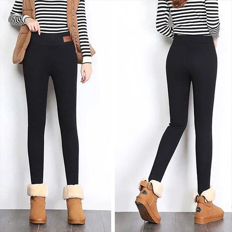 Warm Winter Leggings for Women, Thermal Casual Stretchy Leggings, Comfortable Lamb Fleece Soft Pants image 3
