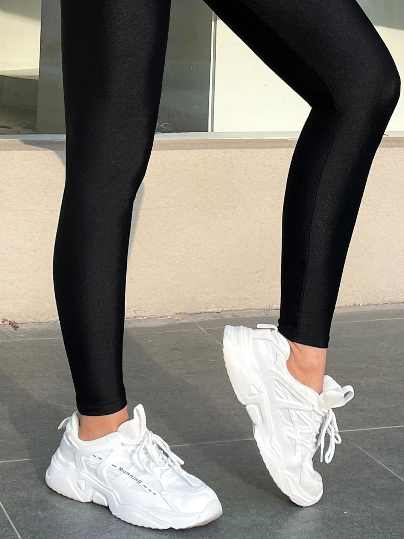 Shiny Black Glossy Leggings for Women, High Waist Tight Bottoms Pants, Workout Leggings for Gym image 2
