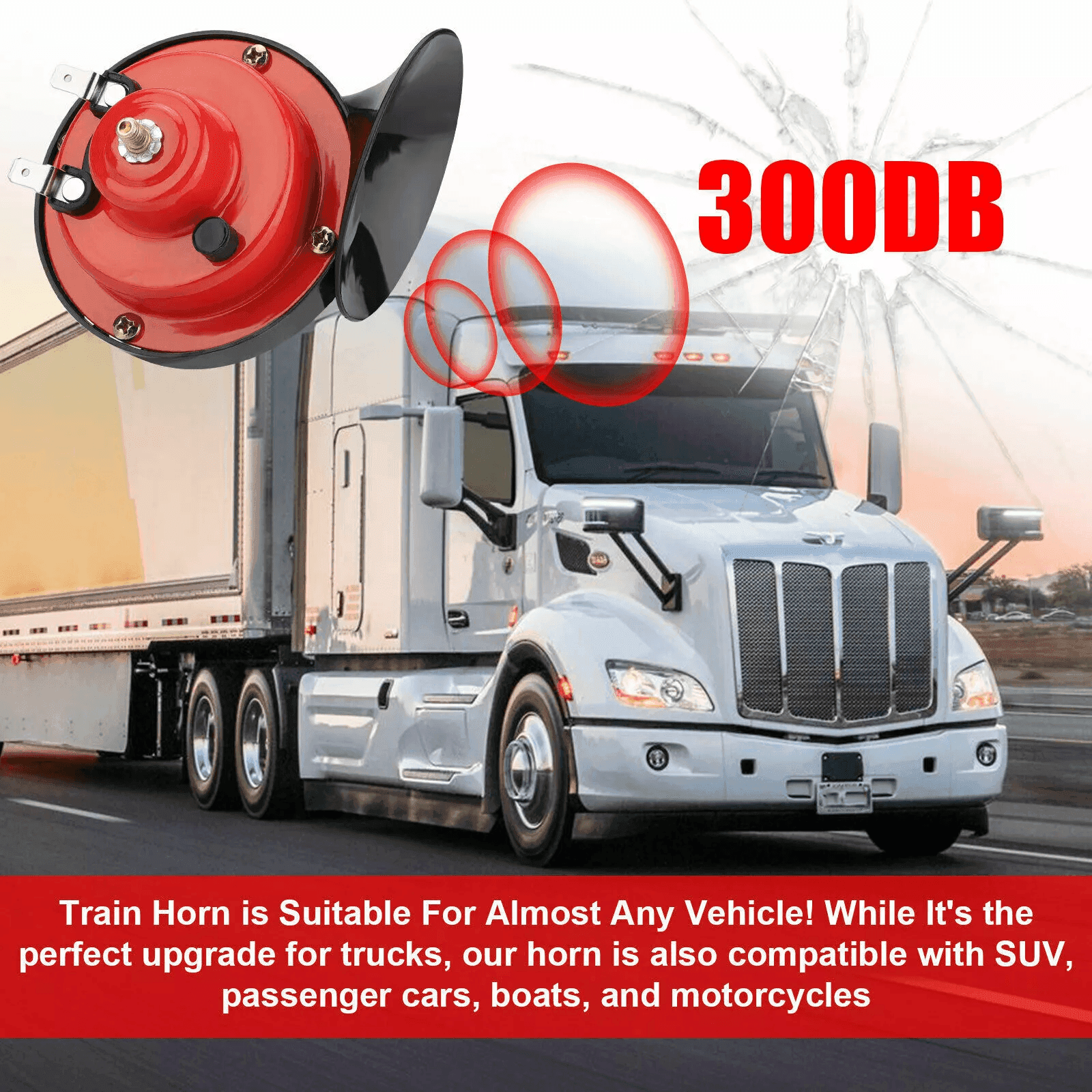 300DB Super Train Horn for Trucks SUV Car Boat Motorcycle, Compact Loud Snail Horn Kit Universal Vehicle Air Horn image 4