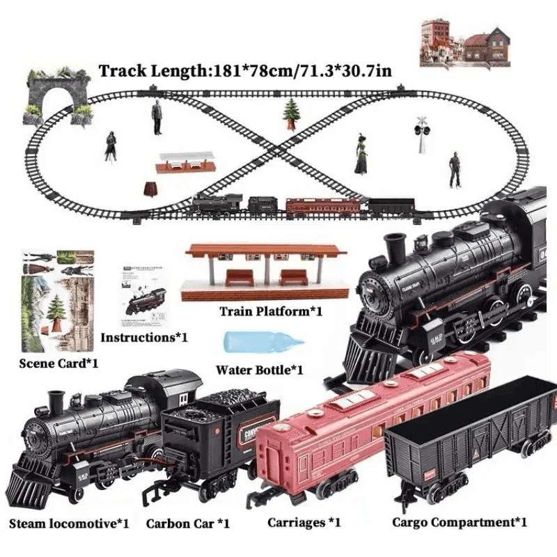 Electric Train Set With Steam, Lights & Sounds, Realistic Locomotive Toy for Kids image 3