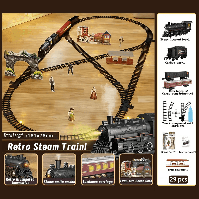 Electric Train Set With Steam, Lights & Sounds, Realistic Locomotive Toy for Kids image 8