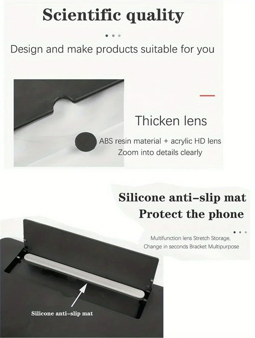 Phone Screen Magnifier Amplifier, HD Video Magnifying Glass, Folding Design for Smart Phone Bracket Holder image 5
