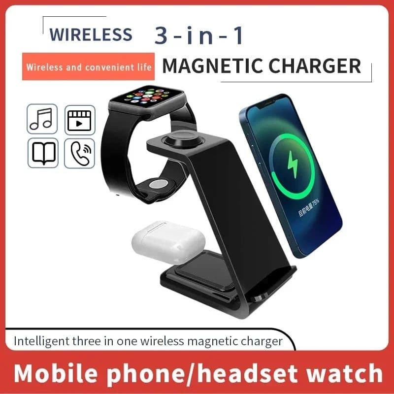 3 in 1 Wireless Charging Stand For Phone, Smartwatch & Airpods image 4