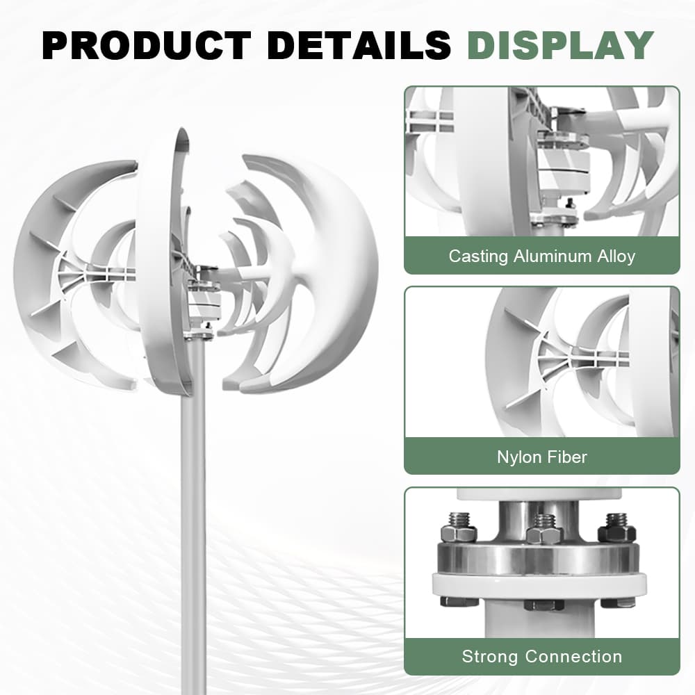 Vertical Wind Turbine Generator with MPPT Controller for Off-Grid Home Backup Power image 2