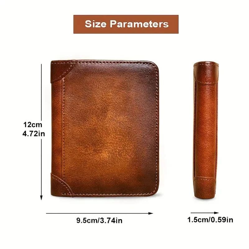 Mens Genuine Leather Wallet, RFID Anti Theft, Large Capacity Trifold, Fashion Card Holder with Photo Position image 6