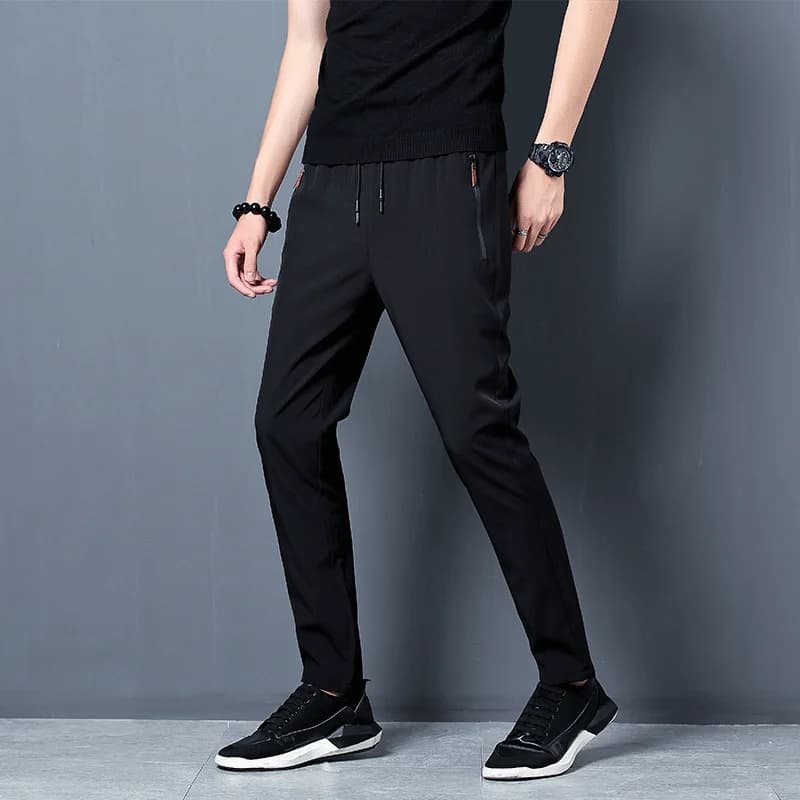 Men's Casual Pants Straight Slim Fit Elastic Waist Joggers, Stylish Korean Trousers for Everyday Comfort as image 3