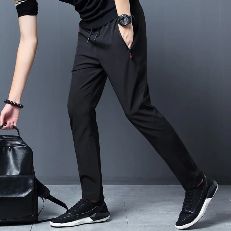 Men's Casual Pants Straight Slim Fit Elastic Waist Joggers, Stylish Korean Trousers for Everyday Comfort as image 2
