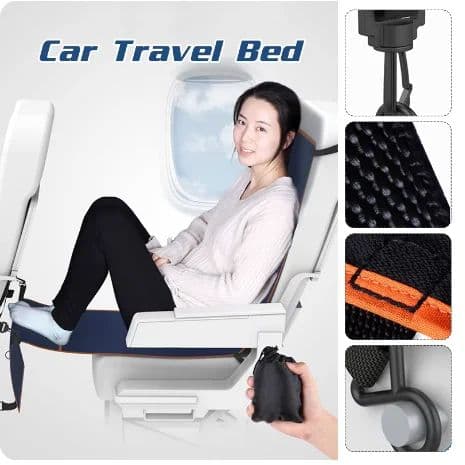 Travel Footrest Hammock for Adult Kids Multifunctional Airplane Foot Hanger, Baby Sleeping Bed for Plane, Train, Bus Car image 2