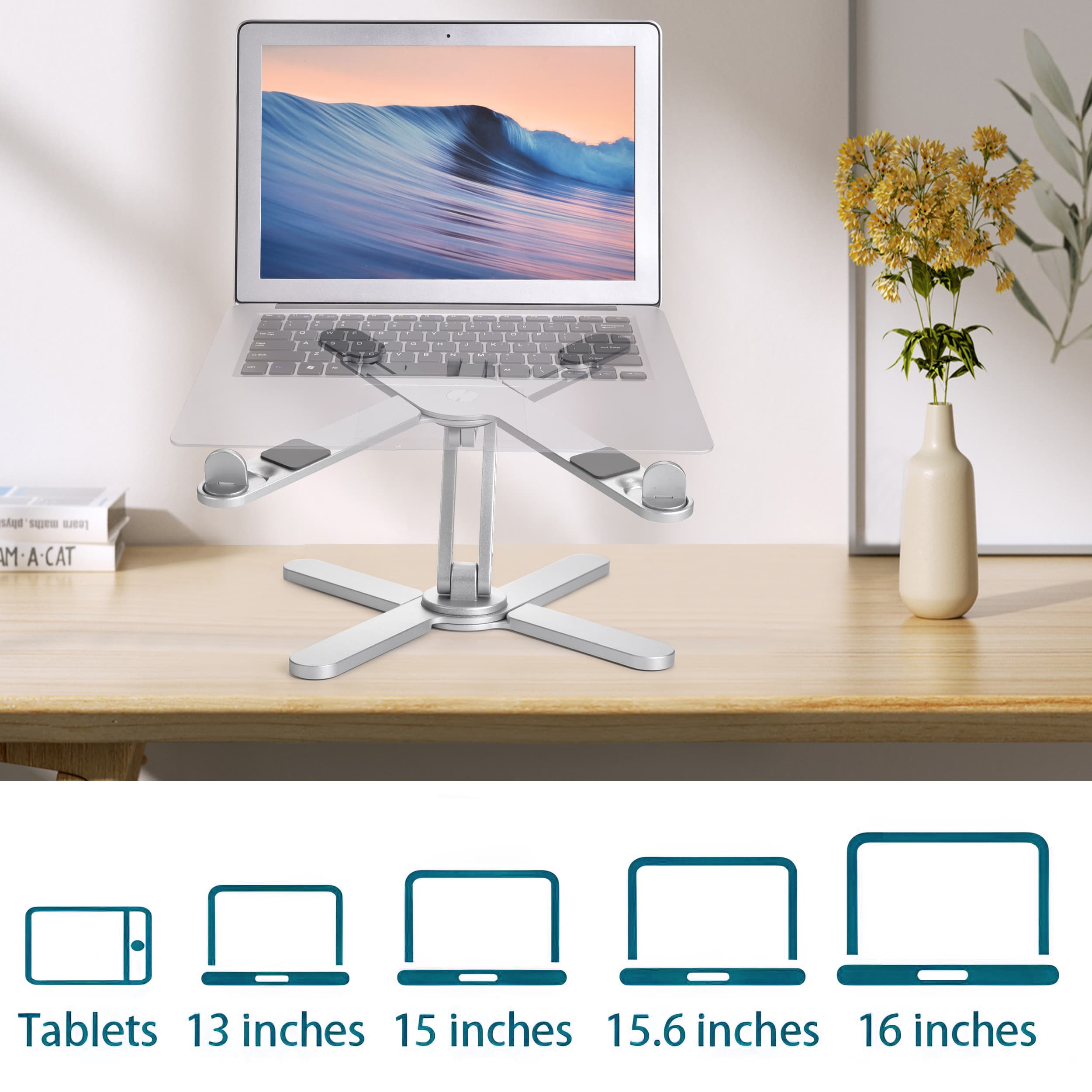 Portable X Type Bracket for Laptop, Foldable Laptop Stand, Adjustable Aluminum Alloy image 6