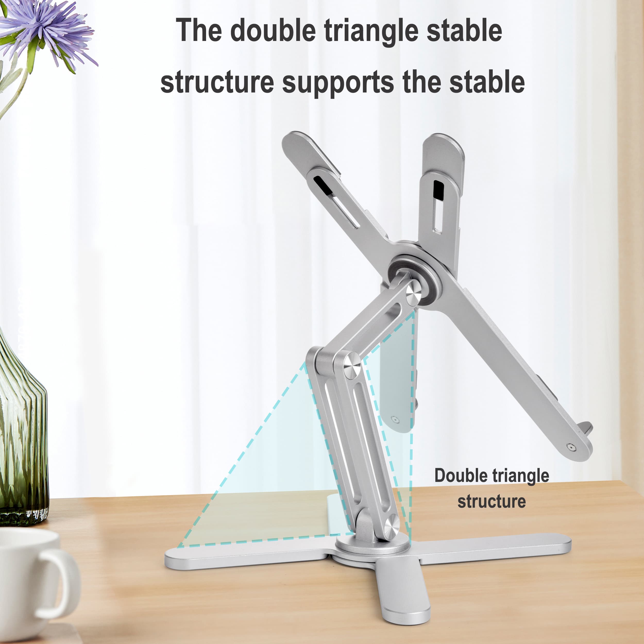 Portable X Type Bracket for Laptop, Foldable Laptop Stand, Adjustable Aluminum Alloy image 7