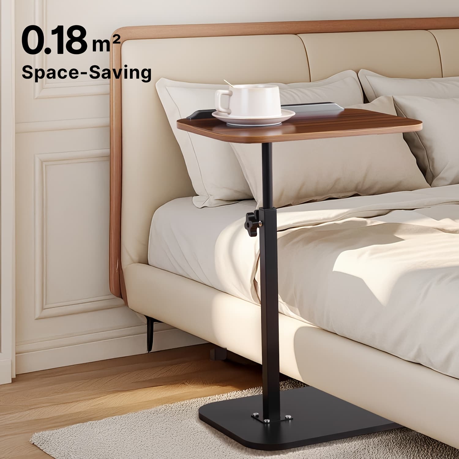 Adjustable Height Modern Laptop Table, 360° Rotating C-Shaped Side Table, Perfect for Sofa image 8