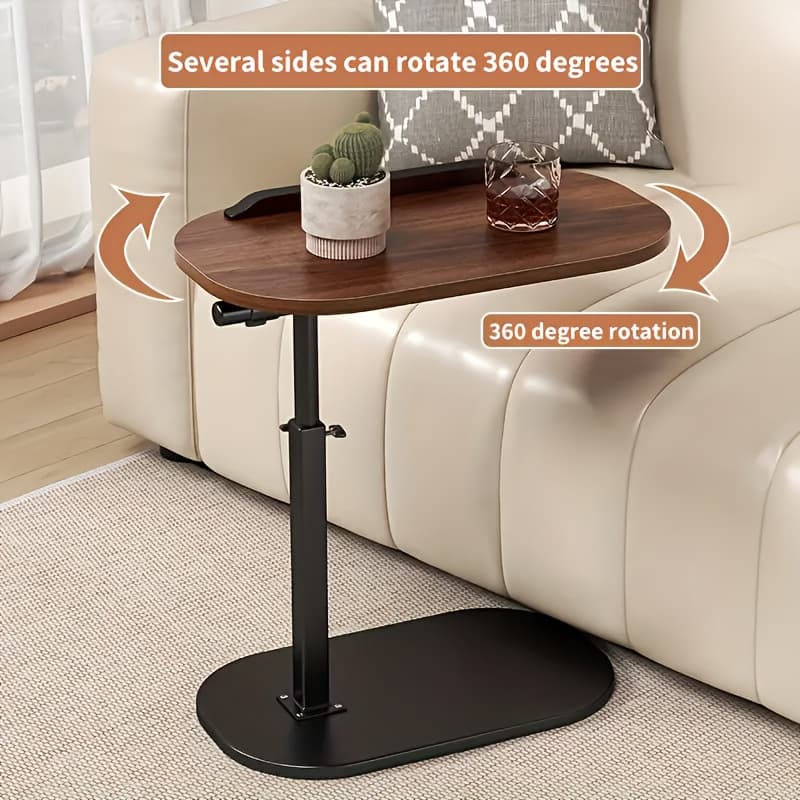 Adjustable Height Modern Laptop Table, 360° Rotating C-Shaped Side Table, Perfect for Sofa image 6