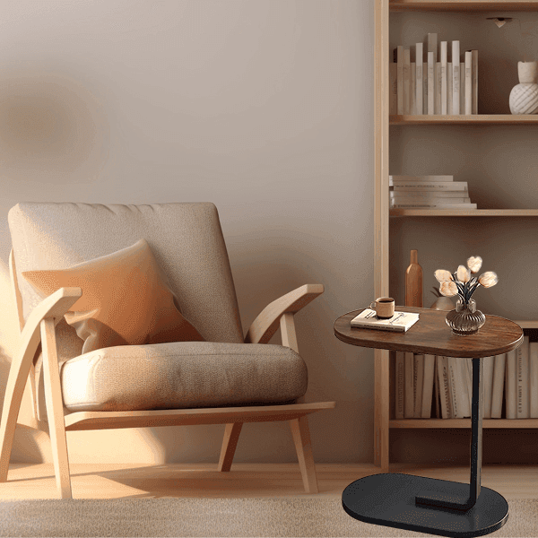 Adjustable Height Modern Laptop Table, 360° Rotating C-Shaped Side Table, Perfect for Sofa image 9
