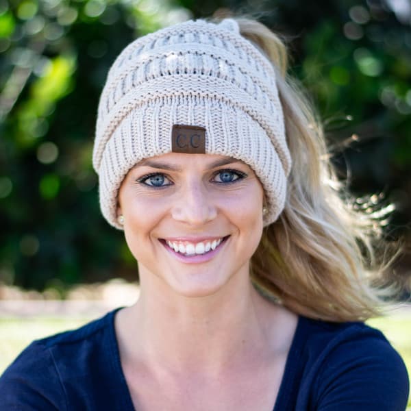 Soft Knit Ponytail Beanie image 2
