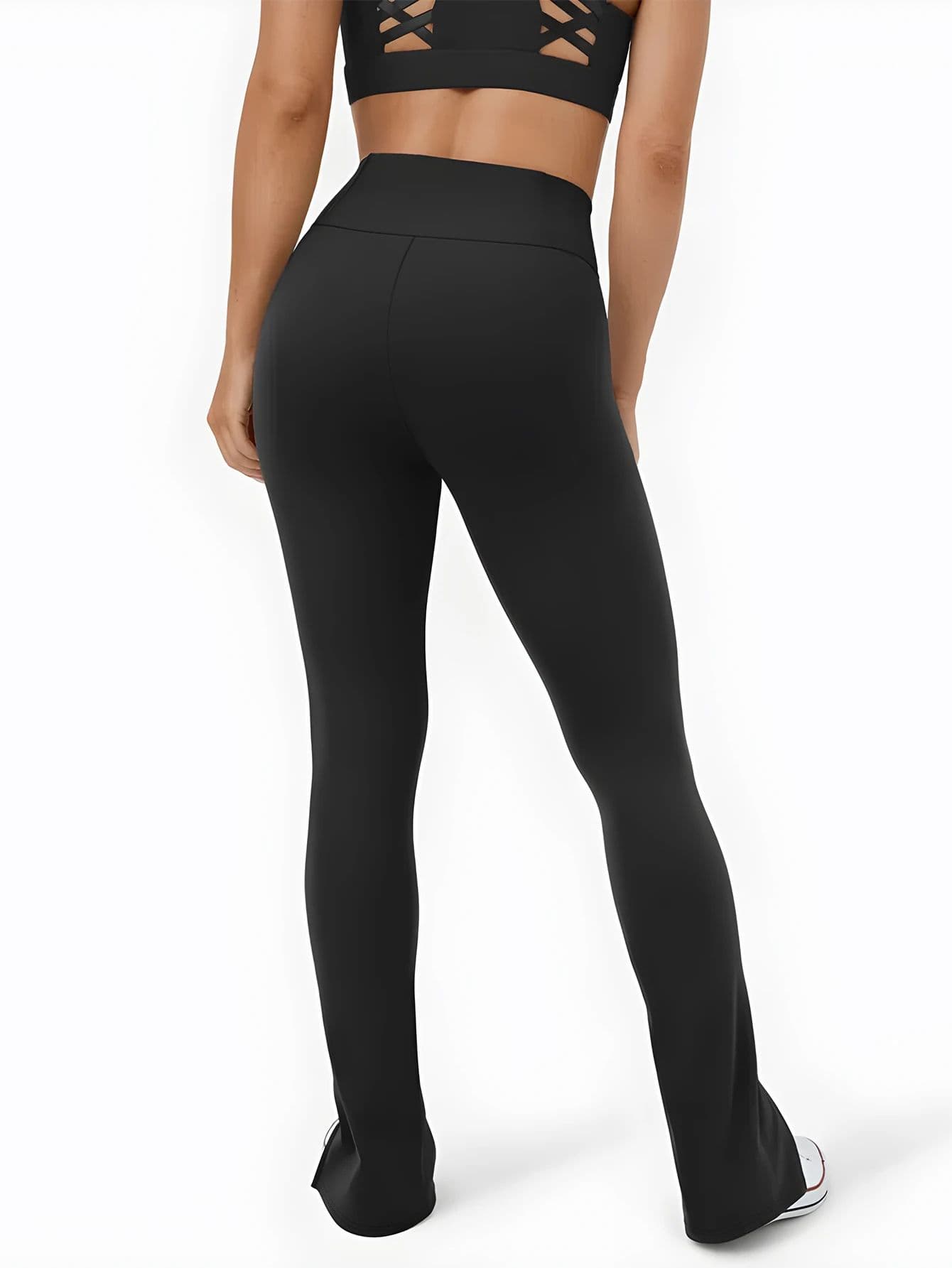 Black Front Slit Leggings image 3