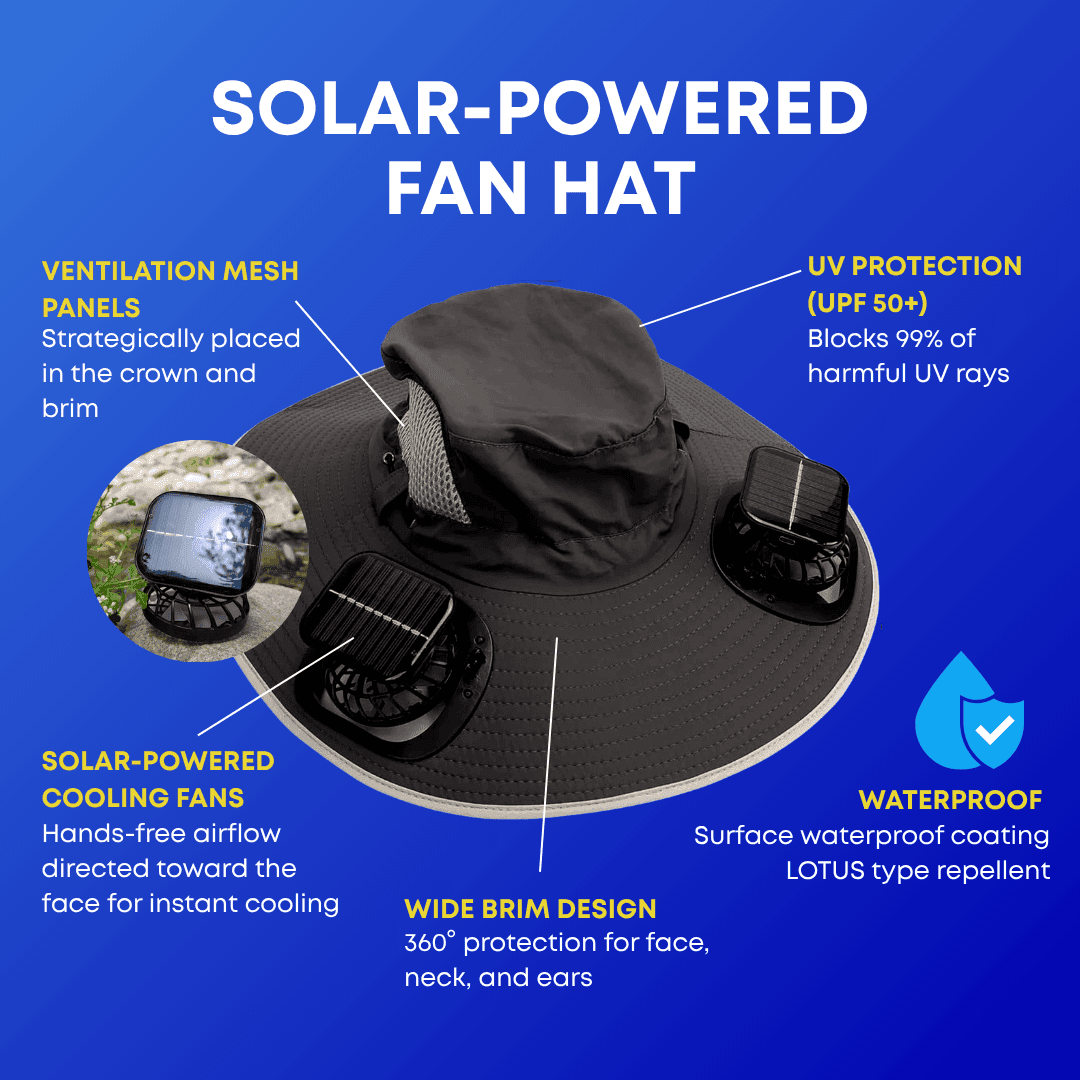 Outdoor Solar Wide Brimme Sun Hat With Fan image 7